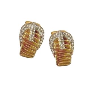 Anthropologie Gold Buckle Earrings